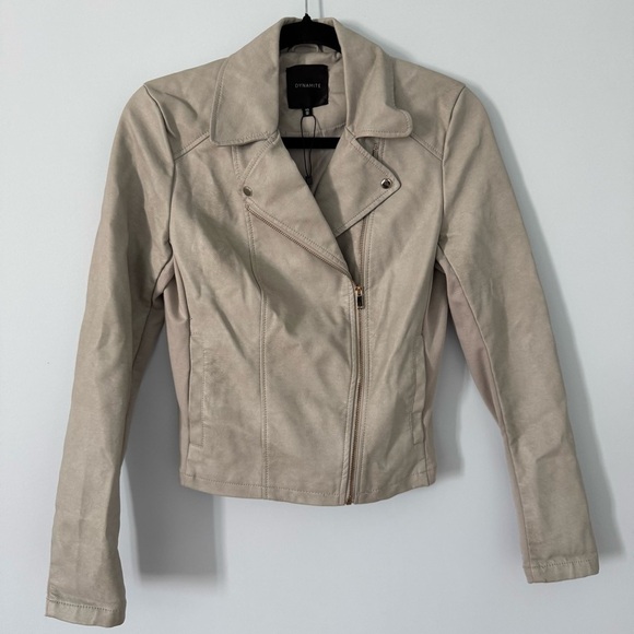 Dynamite Taupe Faux Suede Moto Jacket women’s Small❤️Moto Style, Luxe Feel 🖤 - Picture 1 of 6